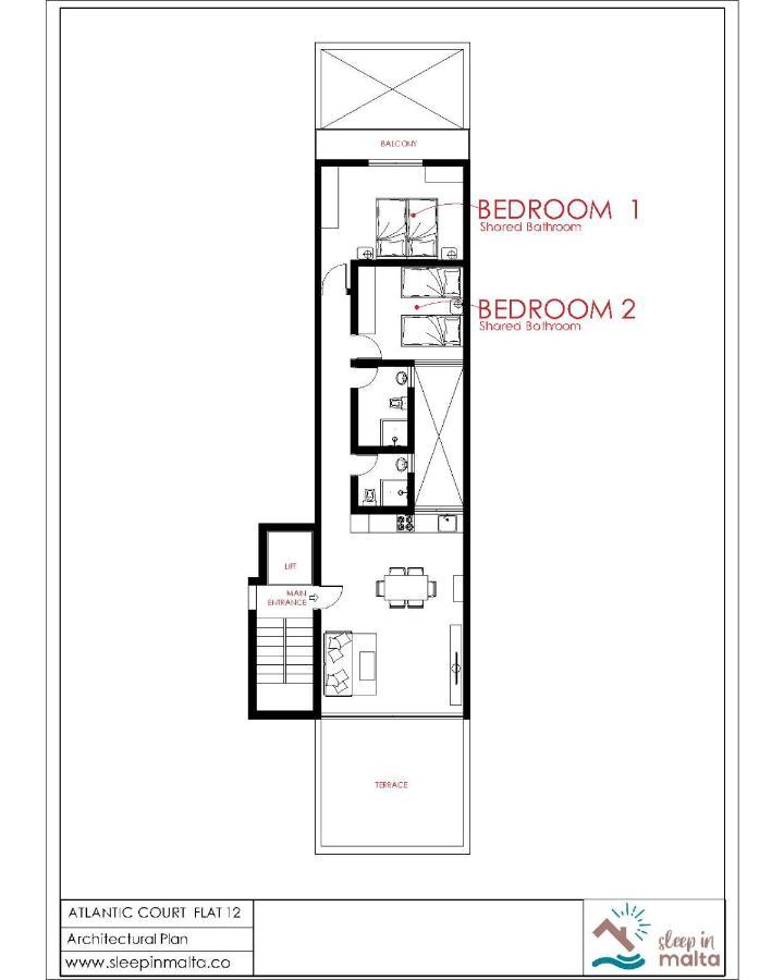 F12 Room 2, Private Room Two Single Beds Privated Bathroom In Shared Flat Мсида Екстериор снимка